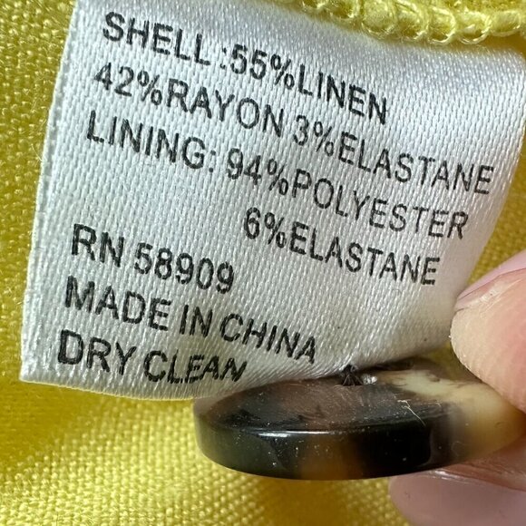 EUC Gianni Bini Square Neck Ruffled Linen Blend Crop Jumper in Yellow - Size 10 - Picture 10 of 11